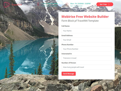 Mobirise Free Website Builder - Form Block of TravelM4 Template bootstrap builder clean css design free html html5 mobile mobirise responsive software template web webdesign webdevelopment website website builder website creator website maker