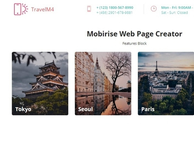 Mobirise Web Page Creator -  Features Block of TravelM4