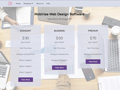 Mobirise Web Design Software - Table Block StrategyAMP bootstrap design html5 webdesign