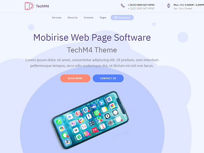 Mobirise Web Page Software -  TechM4 Theme