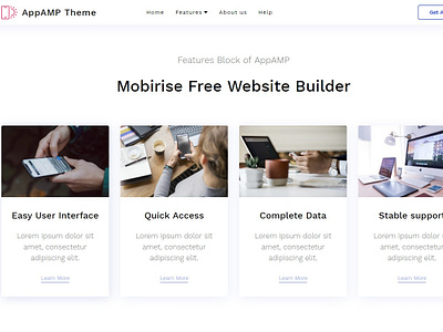 Mobirise Free Website Builder - Features Block of AppAMP bootstrap builder css design digital download free html5 mobile mobirise responsive software template web webdesign webdevelopment website website builder website creator website maker