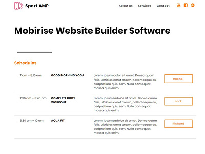 Mobirise Website Builder Software - Schedules Block of SportAMP bootstrap builder clean css design html html5 illustration mobile mobirise responsive software template web webdesign webdevelopment website website builder website creator website maker