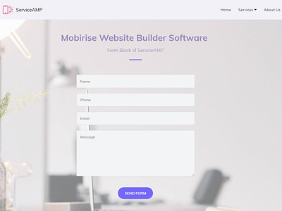 Mobirise Website Builder Software -  Form Block of ServiceAMP