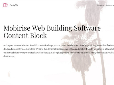 Mobirise Web Building Software - Content Block of PurityM4 bootstrap builder css design digital download free html5 illustration mobile mobirise responsive software template webdesign webdevelopment website website builder website creator website maker