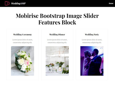 Mobirise Bootstrap Image Slider -  Features Block