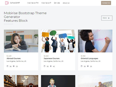 Mobirise Bootstrap Theme Generator - Features Block of SchoolAMP bootstrap clean design digital download free html5 jquery mobile mobirise responsive software template web webdesign webdevelopment website website builder website creator website maker