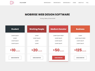 Mobirise Webdesign Software - Pricing Tables of ChurchAMP bootstrap builder css design digital download html html5 mobile mobirise responsive software template web webdesign webdevelopment website website builder website creator website maker