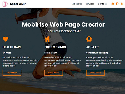 Mobirise Web Page Creator - Features Block SportAMP bootstrap clean design digital download free html html5 illustration mobile mobirise responsive software template webdesign webdevelopment website website builder website creator website maker