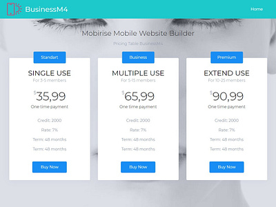 Mobirise Mobile Website Builder —  Pricing Table BusinessM4