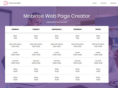 Mobirise Web Page Creator — Tables Block CommerceM4 bootstrap clean css3 design digital download free illustration mobile mobirise responsive software template web webdesign webdevelopment website website builder website creator website maker