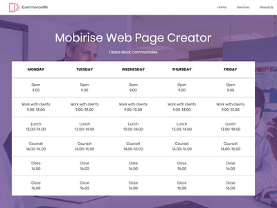 Mobirise Web Page Creator —  Tables Block CommerceM4