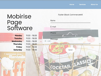 Mobirise Page Software —  Footer Block CommerceM4