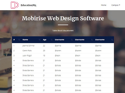 Mobirise Web Design Software — Table Block EducationM4 bootstrap builder clean design digital download html5 illustration mobile mobirise responsive software template web webdesign webdevelopment website website builder website creator website maker