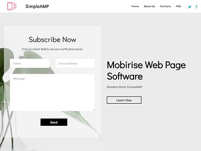 Mobirise Web Page Software — Headers Block SimpleAMP bootstrap design digital download free html html5 illustration jquery mobile mobirise responsive software template webdesign webdevelopment website website builder website creator website maker