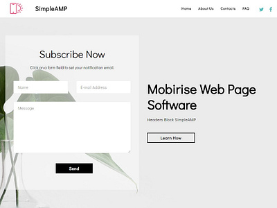 Mobirise Web Page Software —  Headers Block SimpleAMP