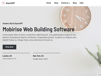 Mobirise Web Building Software — Headers Block DepotAMP bootstrap css design digital download free html5 jquery mobile mobirise responsive software template web webdesign webdevelopment website website builder website creator website maker