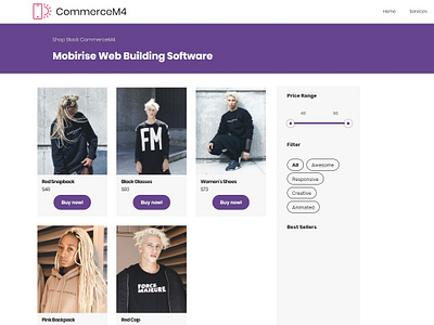 Mobirise Web Building Software — Shop Block CommerceM4 bootstrap builder design digital download free html html5 illustration mobile mobirise responsive software template webdesign webdevelopment website website builder website creator website maker