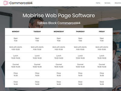 Mobirise Web Page Software —  Tables Block CommerceM4