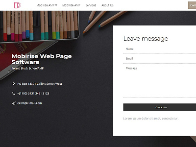 Mobirise Web Page Software — Forms Block SchoolAMP bootstrap free mobile responsive software webdesign webdevelopment website website builder website maker