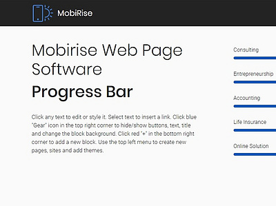 Mobirise Web Page Software — Progress Bar bootstrap design html5 responsive software webdesign webdevelopment website website builder website maker