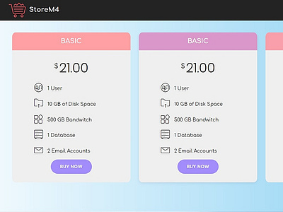 Mobirise Web Page Creator — Pricing Table StoreM4 bootstrap design html5 mobile responsive software webdesign webdevelopment website website builder