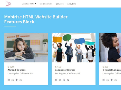 Mobirise HTML Website Builder — Features Block SchoolAMP