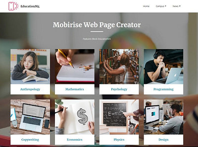 Mobirise Web Page Creator — Features Block EducationM4 bootstrap design html5 responsive software webdesign webdevelopment website website builder website maker