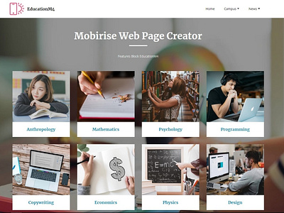 Mobirise Web Page Creator —  Features Block EducationM4