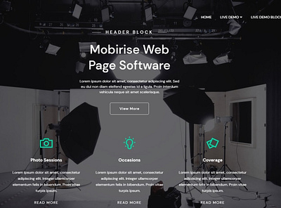 Mobirise Web Page Software — Header Block PhotoM4 bootstrap design mobile responsive software webdesign webdevelopment website website builder website maker