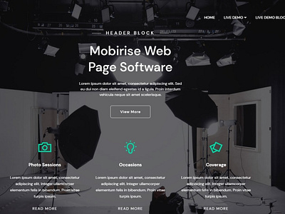 Mobirise Web Page Software — Header Block PhotoM4