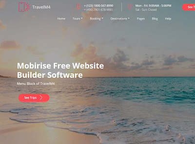 Mobirise Free Website Builder Software — Menu Block of TravelM4 bootstrap design mobile responsive software webdesign webdevelopment website website builder website maker