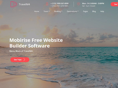 Mobirise Free Website Builder Software —  Menu Block of TravelM4