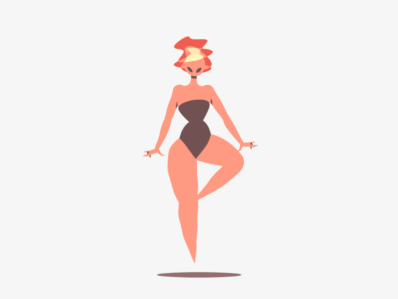 Fire demon after effect animation character character design demon design female fire gif illustration loop vector