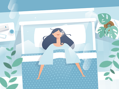 Good morning! animation character character design female flat illustration morning simple sleep vector