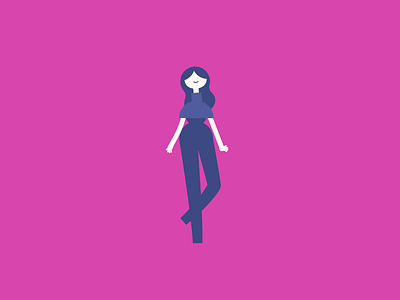 Girl without desk animation character female girl minimal purple simple stylized woman