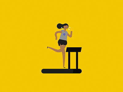 Run character female fitness health mustard run run away runner storyboard treadmill