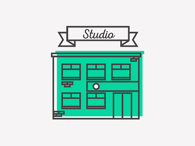 Studio - Ebook Illustration building ebook icon illustration offset outline simple studio