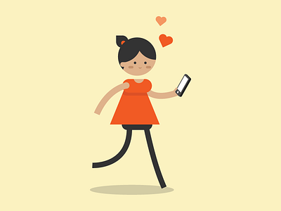 Phone Girl character female girl illustration phone simple vector walk