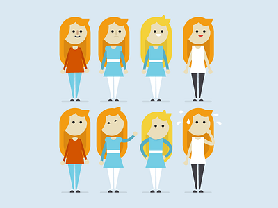 Ladies character character development design faces female simple