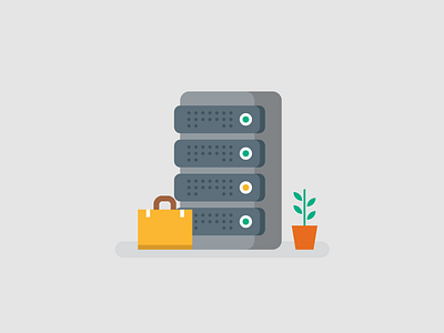 Server Room briefcase computer icon minimal plant server simple vector