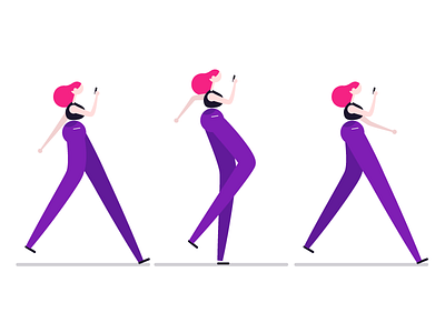 Strut animation character character design design female illustration simple vector