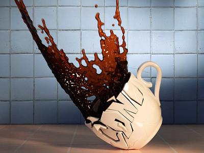 Mondays be like 3d cinema4d coffee conceptart cup dribbble falling render typography