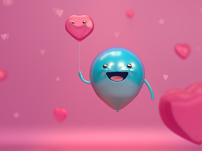 baby Balloon 3d c4d design dribbble love photoshop render valentine day