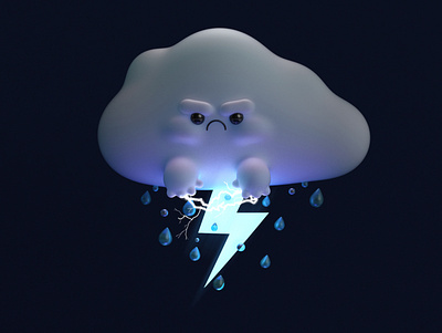 Don't mess with Mr. Stormy 3d 3dcharacter angry c4d characterdesign cinema4d cloud dribbble rain render storm thunder weather