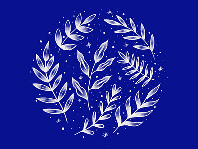 Plant circle art blue illustraion leaf leafs plant plants procreate stars