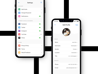 Daily UI #007 - Settings 007 daily daily ui daily ui 007 edit profile iphone x profile settings ui