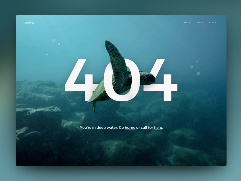 Daily UI #008 - 404 Page unsplash ocean turtle deep water page not found 404 page daily ui 008 008 ui daily ui 404