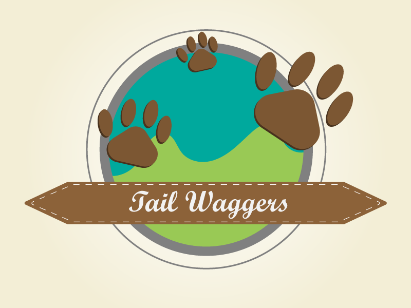 Tail Waggers 2nd(Colour) black dog walking grey greyscale logo logodesign tail waggers white