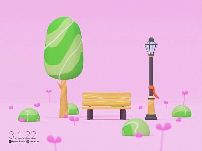 Spring 3D illustration