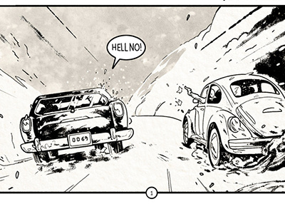 A panel for my new comic car comic illustration
